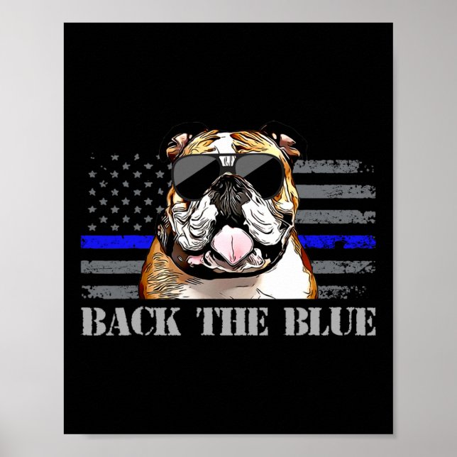 Póster Perro de la policía de bandera estadounidense delg (Frente)