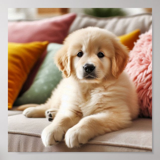 Póster Perro de la recuperación de oro (Frente)
