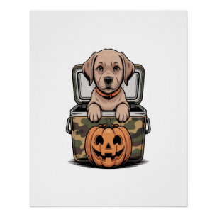 Póster Perro de laboratorio marrón Halloween espeluznante