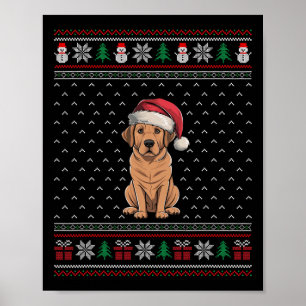 Póster Perro de Labrador con traje de Santa Hat feo amant