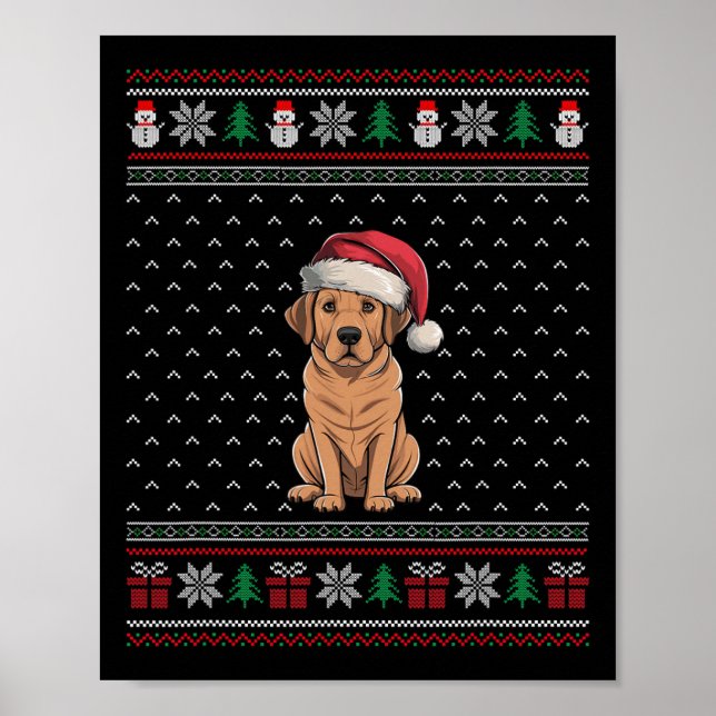 Póster Perro de Labrador con traje de Santa Hat feo amant (Frente)