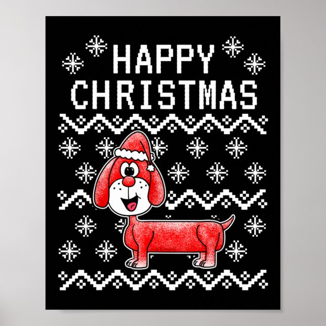 Póster Perro de los Navidades feos de Dachshund (Frente)