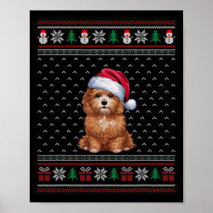 Póster Perro de Maltipoo usando Santa Hat Perro de Navida