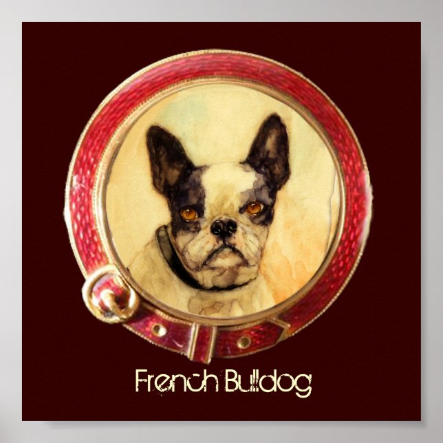 Póster PERRO DE MINIATURA VICTORIANA RETRATA Bulldog fran (Frente)