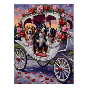 Póster Perro de montaña bernés día de San Valentín