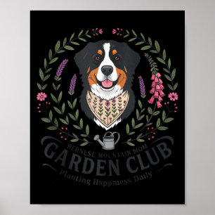Póster perro de montaña bernés mamá club de jardín día de