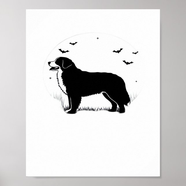 Póster Perro de montaña de Bernese - Silhouette de luna d (Frente)
