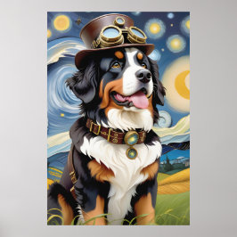 Póster Perro de montaña Steampunk Bernese
