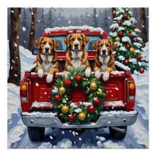 Póster Perro de montaña suizo grande Camión rojo de Navid