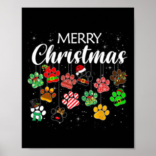 Póster Perro de Navidad Alegre Huella de Pata de Búfalo C