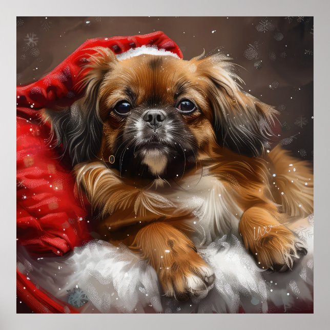Póster Perro de Navidad Festivo Spaniel Tibetano (Frente)