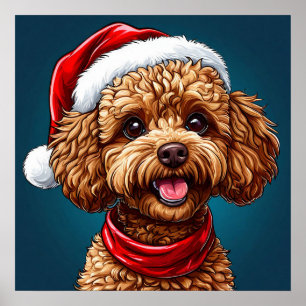 Póster Perro de Navidad lindo
