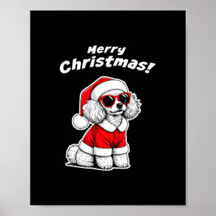 Póster Perro de Navidad Poodle Juguete Divertido Santa Pe