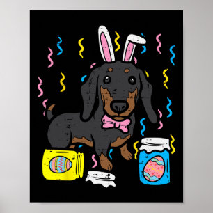 Póster Perro de Pascua Dachsund Bunny Cute Chicas de caza