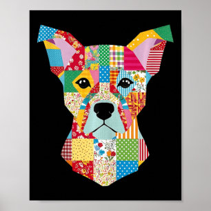 Póster Perro De Patrón De Inclinación Para Calentamiento 