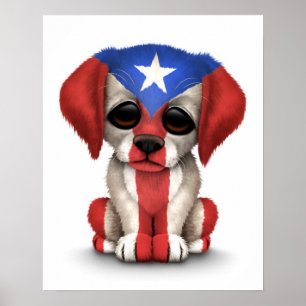 Póster Perro de perrito patriótico lindo de la bandera de