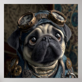 Póster Perro de pug de vapor