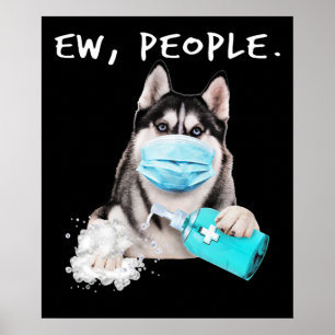 Póster Perro de recién casados con mascarilla en la cara