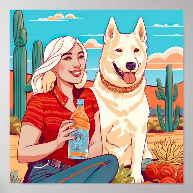 Póster Perro de rescate del desierto, tequila e imagen de (Frente)