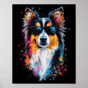 Póster Perro de Shetland colorido Cara de cachorro Perro 
