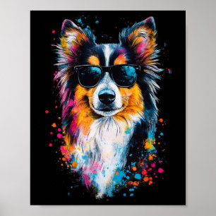 Póster Perro de Shetland colorido Cara de cachorro Perro