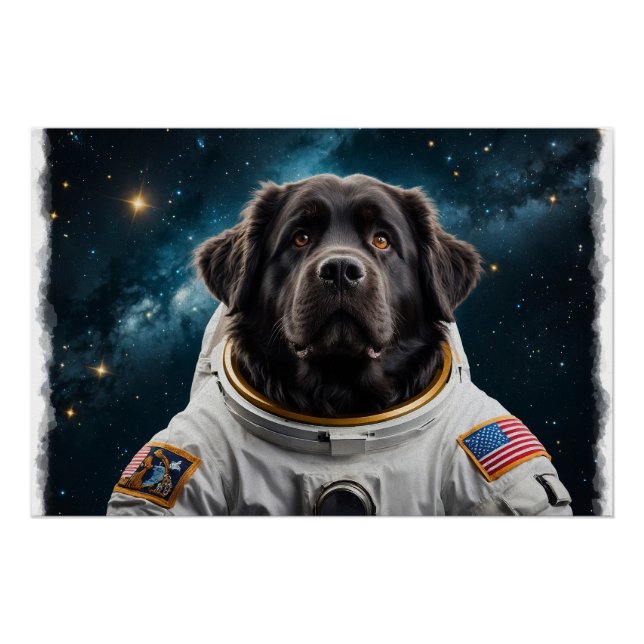 Póster Perro de Terranova en el espacio (Anverso)