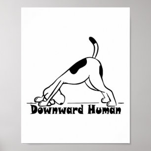 Póster Perro de yoga adorable humano hacia abajo Yoga Del