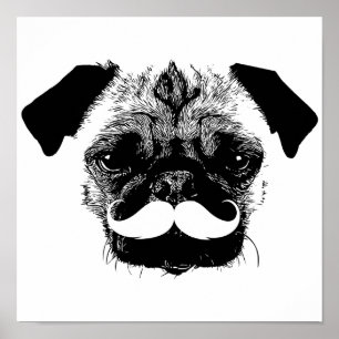 Póster Perro del barro amasado con negro y blanco del