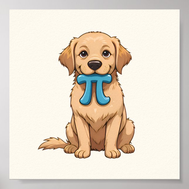 Póster Perro Del Día Pi Con Símbolo Pi | Feliz Día De Pi (Frente)
