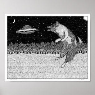 Póster Perro del disco de vuelo