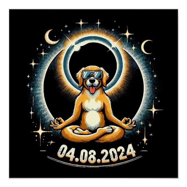 Póster Perro del eclipse solar de 2024 (Anverso)