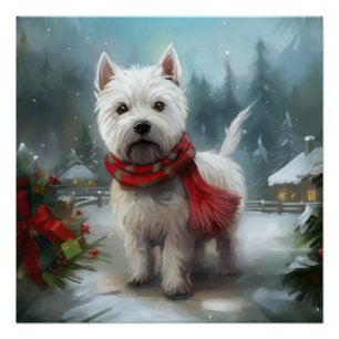Póster Perro del territorio blanco de la región montañosa