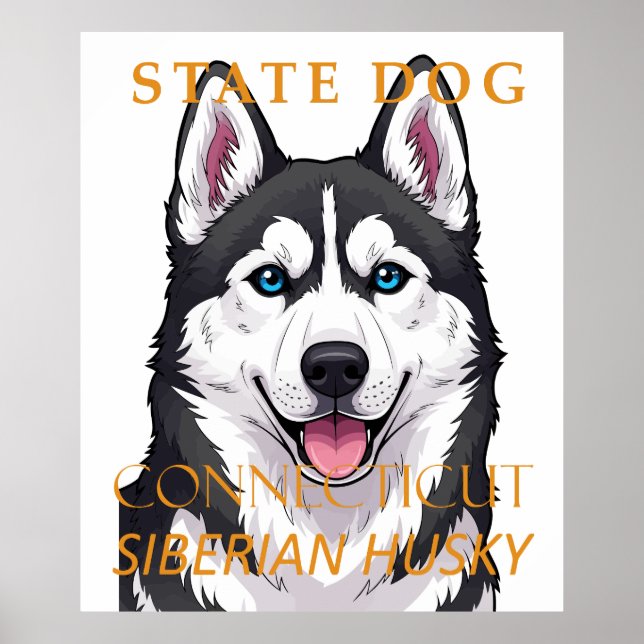 Póster Perro del Territorio de Connecticut Siberian Husky (Frente)