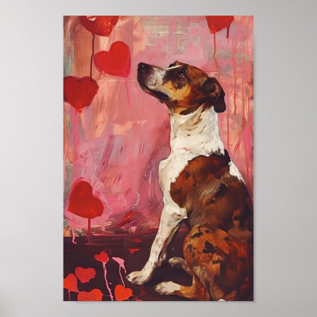 Póster Perro Día de San Valentín lindo (Frente)