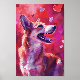 Póster Perro Día de San Valentín lindo