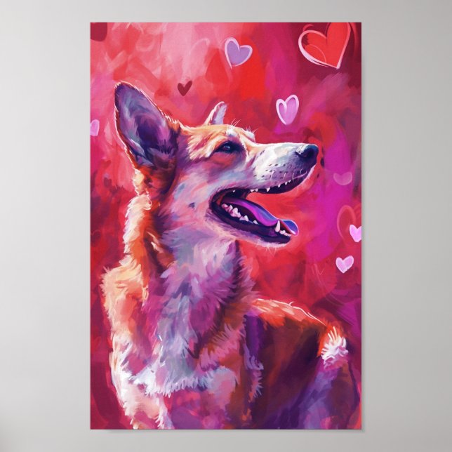 Póster Perro Día de San Valentín lindo (Frente)