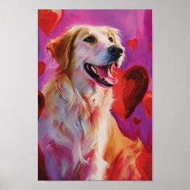 Póster Perro Día de San Valentín lindo