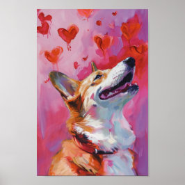 Póster Perro Día de San Valentín lindo