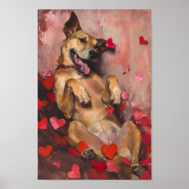 Póster Perro Día de San Valentín lindo