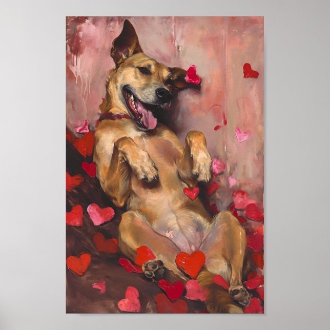 Póster Perro Día de San Valentín lindo (Frente)