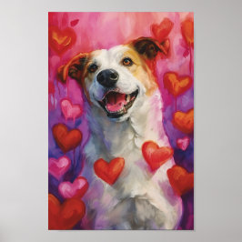 Póster Perro Día de San Valentín lindo
