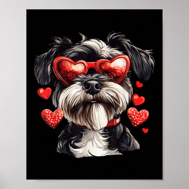 Póster Perro Día de San Valentín Schnauzer Heart Gles (Frente)