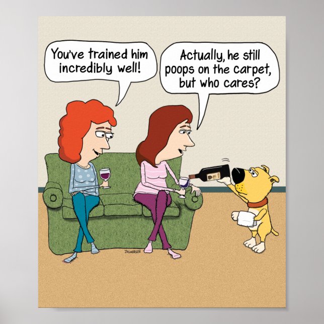 Póster Perro divertida orinando vino cuando no sopla (Frente)