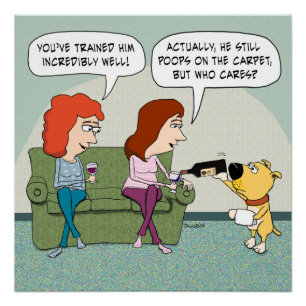 Póster Perro divertido bien entrenado, sirviente de vino