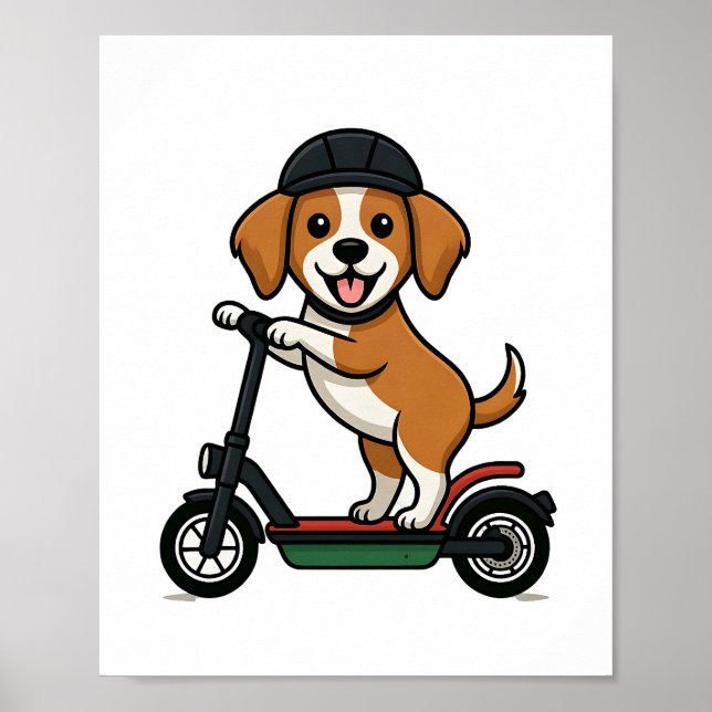 Póster Perro divertido en scooter (Frente)