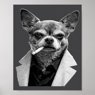 Póster Perro Divertido Fumando Cigarrillo Chihuahua Meme 