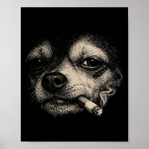 Póster Perro Divertido Fumando Cigarrillo Chihuahua Meme