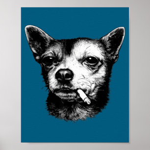 Póster Perro Divertido Fumando Cigarrillo Chihuahua Meme