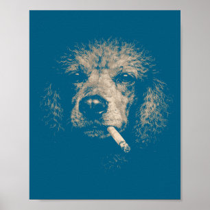 Póster Perro Divertido Fumando Cigarrillo Poodle Meme