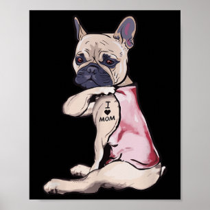 Póster Perro divertido Pitbull Me Encanta Mamá Tattoo Reg